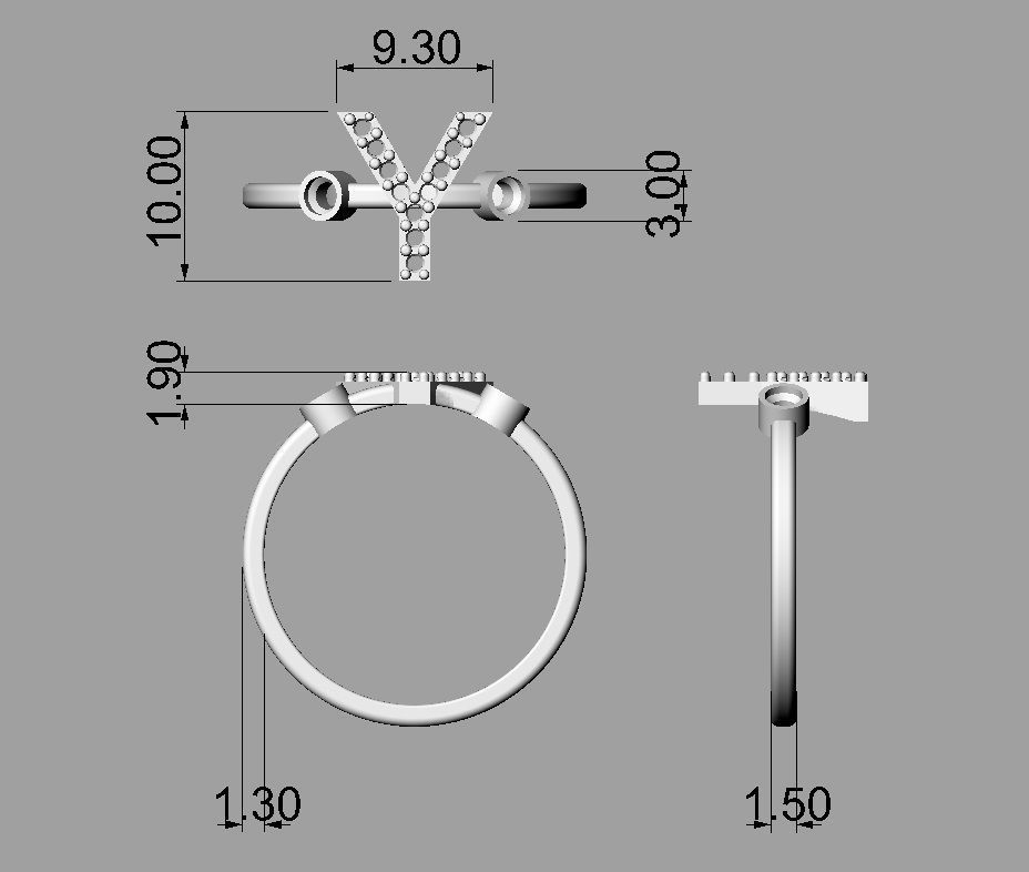 FULL SET - Diamond Ring Alphabet 3D Model Collection_60