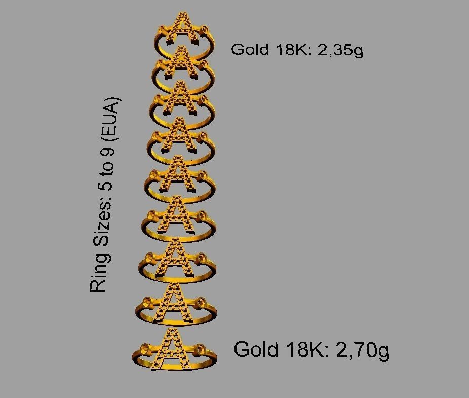 FULL SET - Diamond Ring Alphabet 3D Model Collection_35