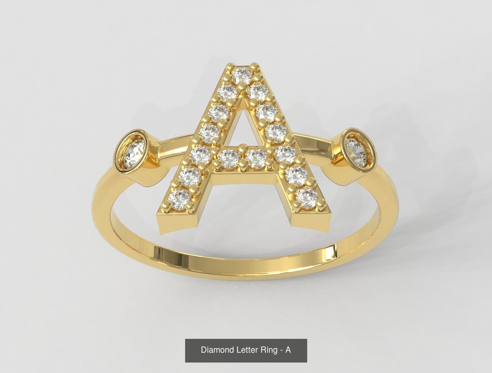 FULL SET - Diamond Ring Alphabet 3D Model Collection_9