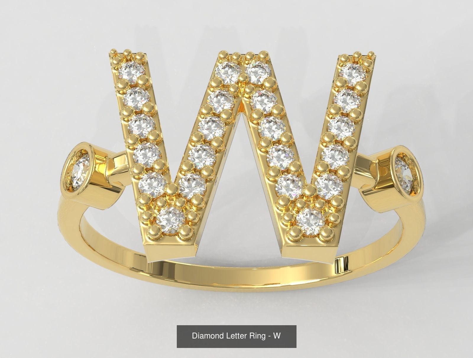 FULL SET - Diamond Ring Alphabet 3D Model Collection_31
