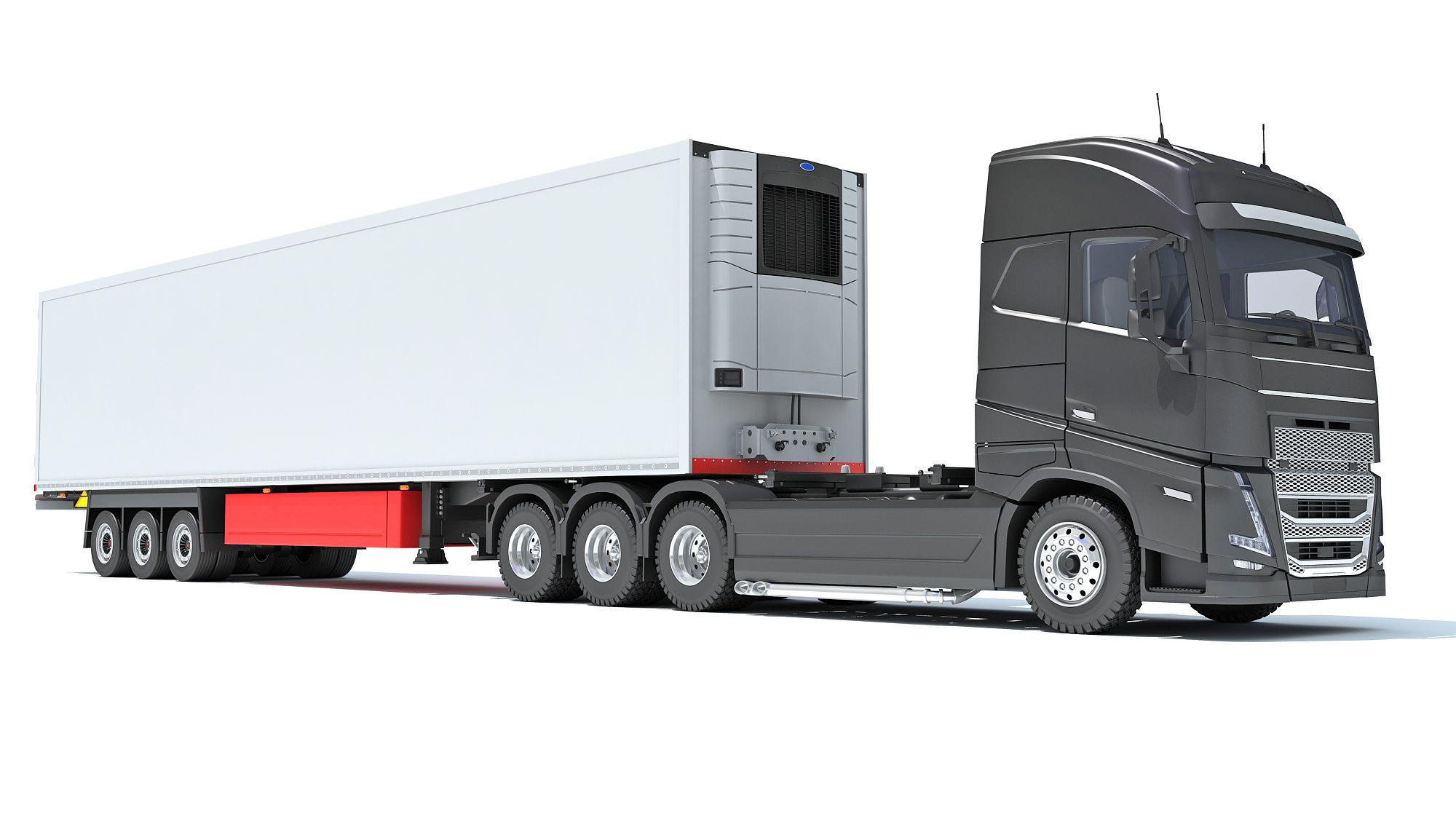 Truck with Reefer Refrigerator Trailer 3D model_9