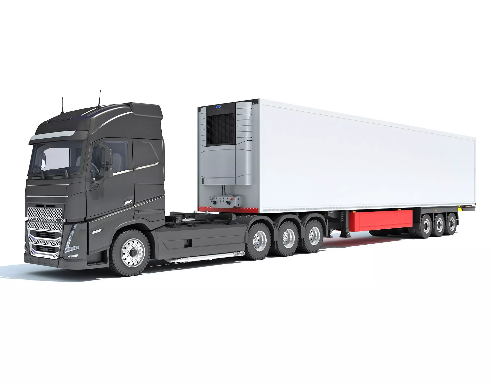Truck with Reefer Refrigerator Trailer 3D model_0