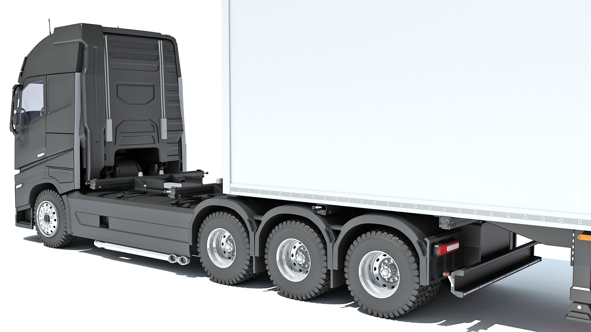 Truck with Reefer Refrigerator Trailer 3D model_13