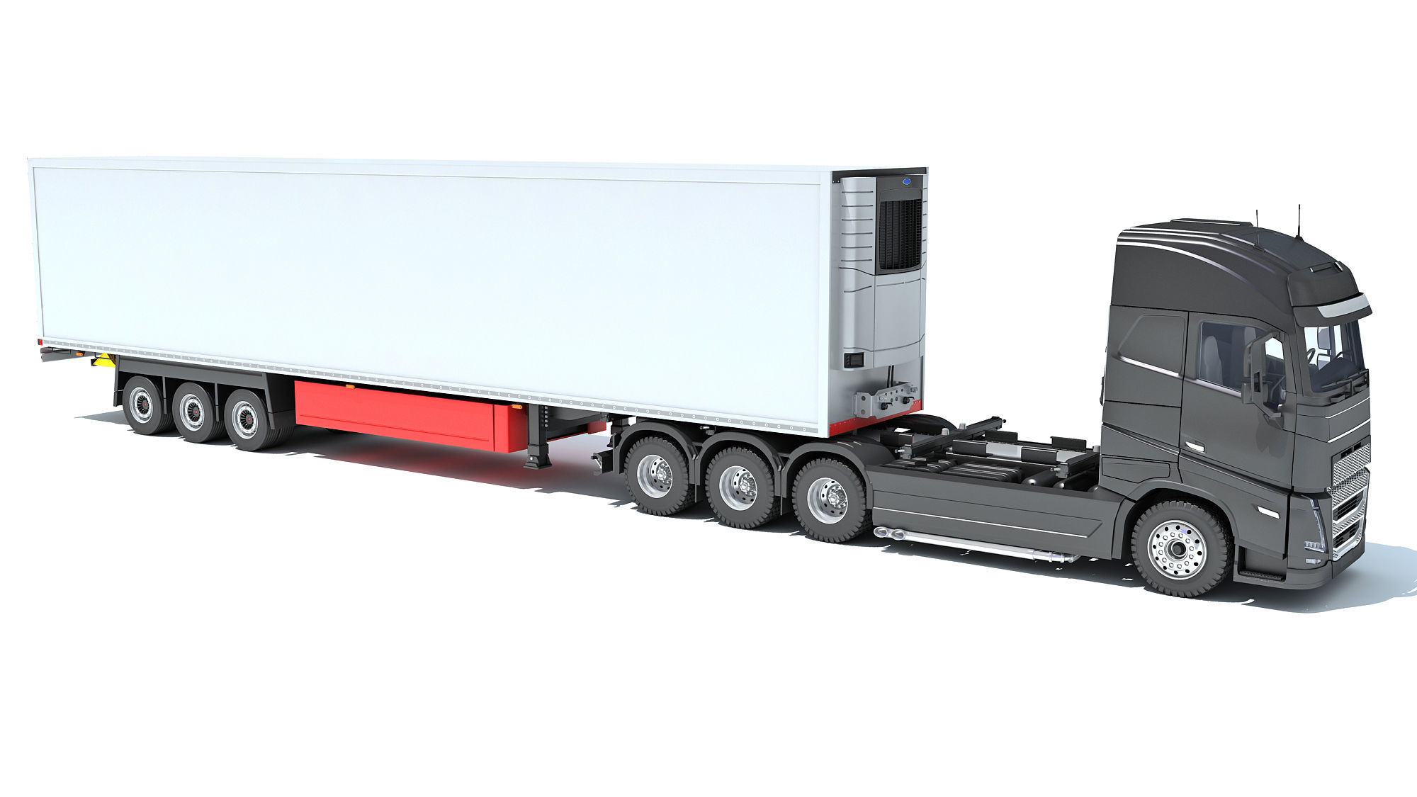 Truck with Reefer Refrigerator Trailer 3D model_7