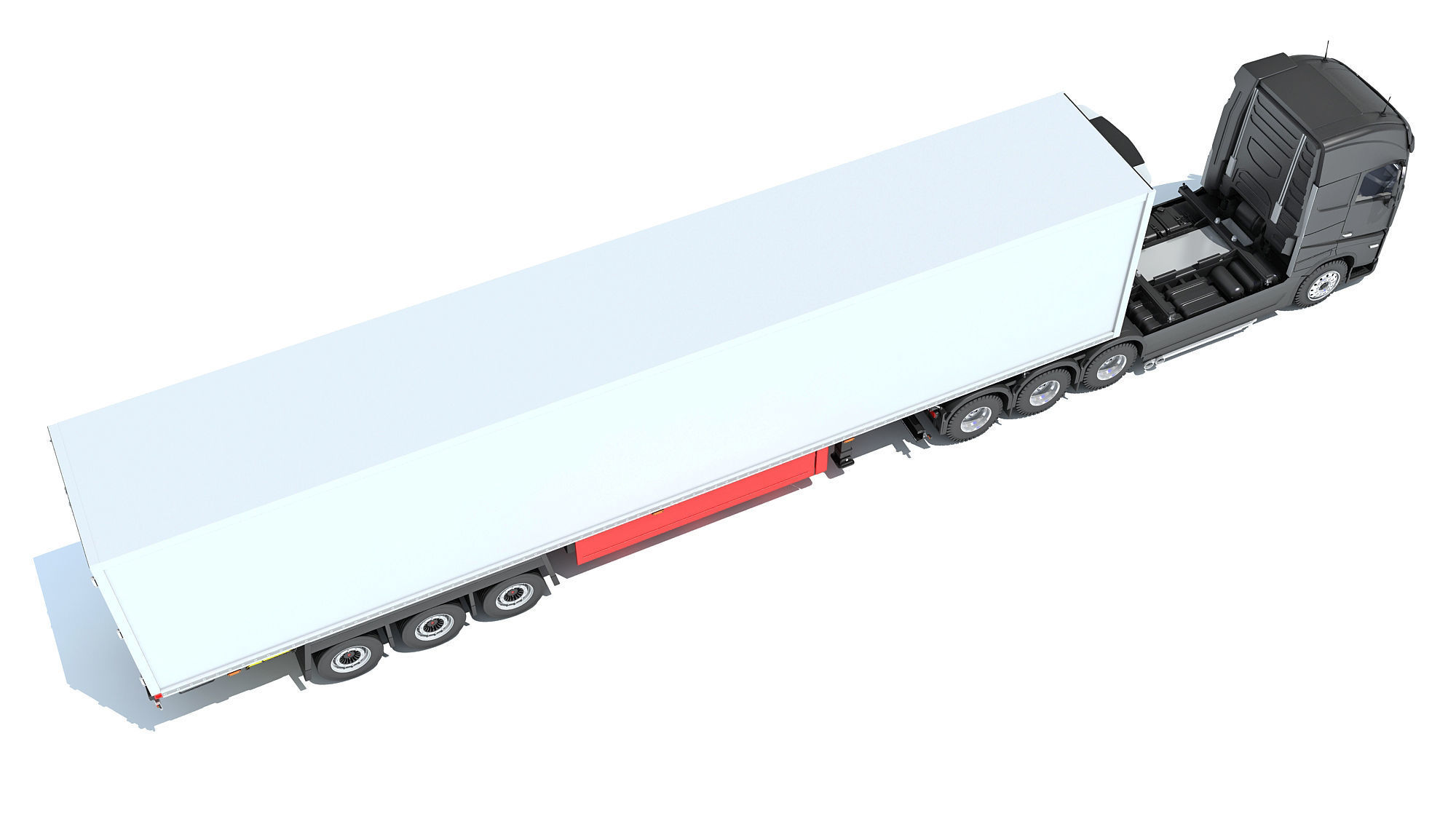 Truck with Reefer Refrigerator Trailer 3D model_6