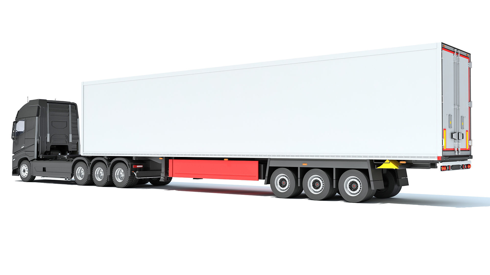 Truck with Reefer Refrigerator Trailer 3D model_2