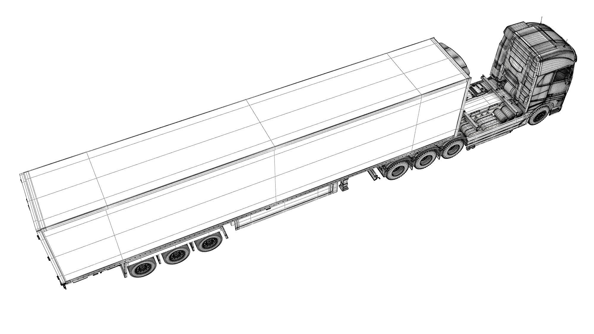 Truck with Reefer Refrigerator Trailer 3D model_18