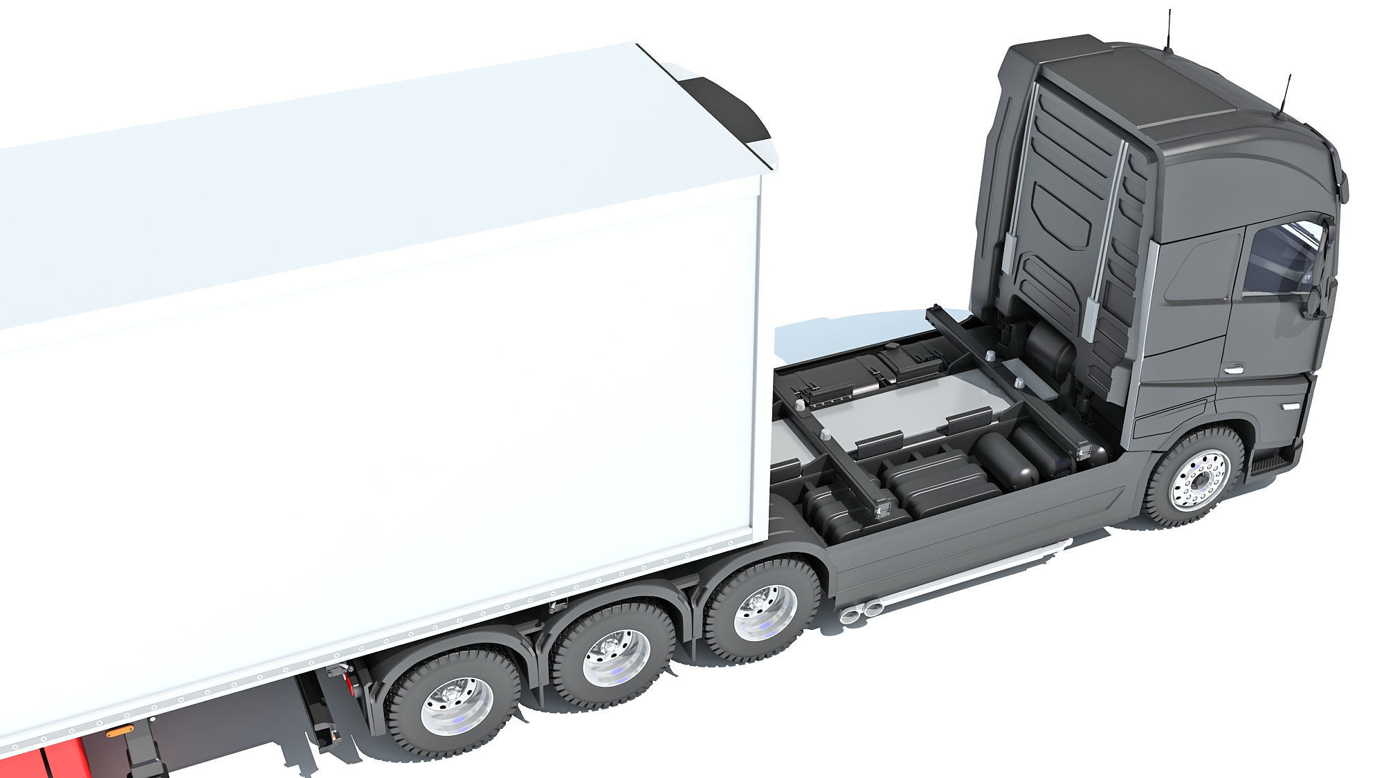 Truck with Reefer Refrigerator Trailer 3D model_14