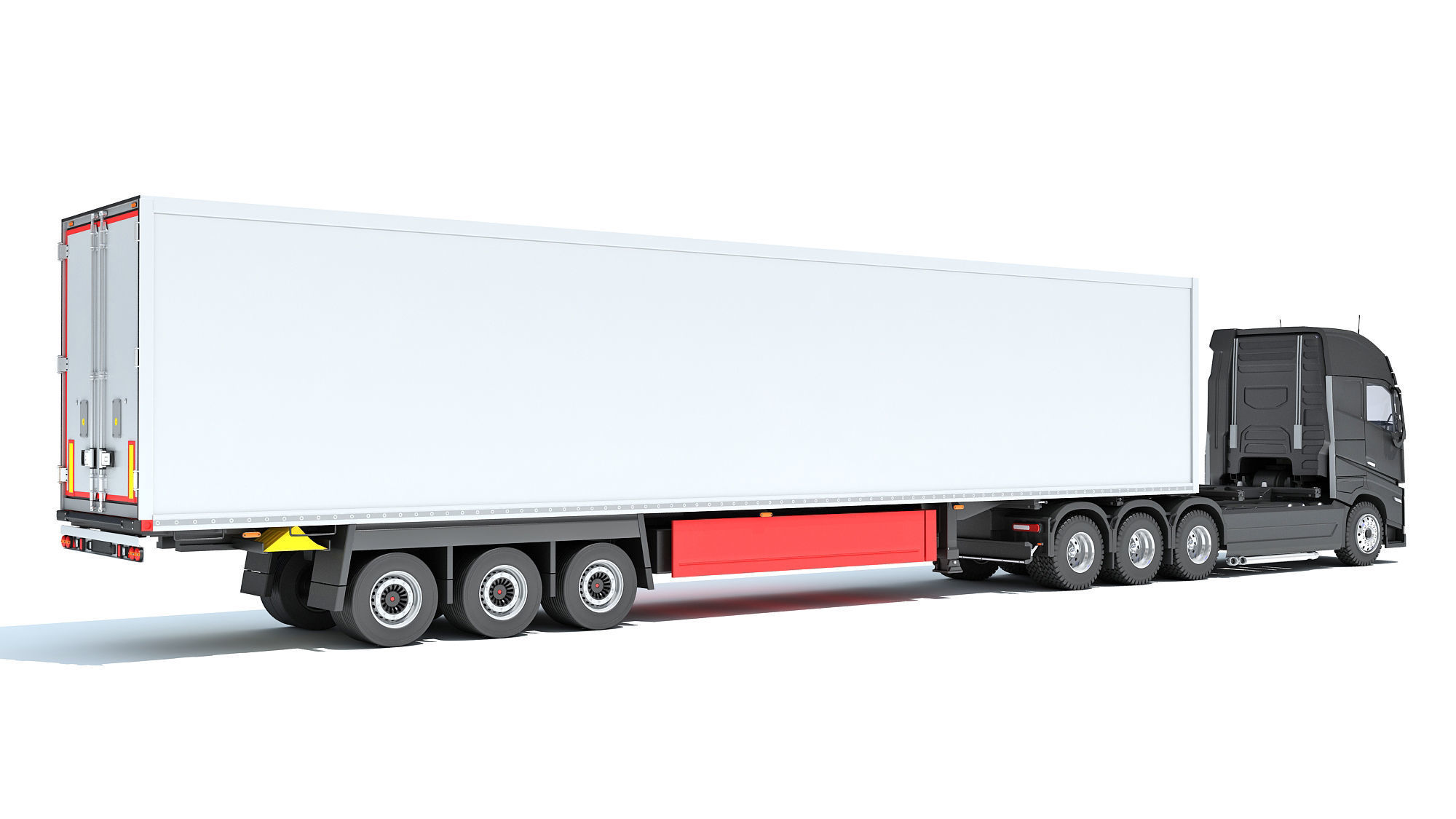 Truck with Reefer Refrigerator Trailer 3D model_4