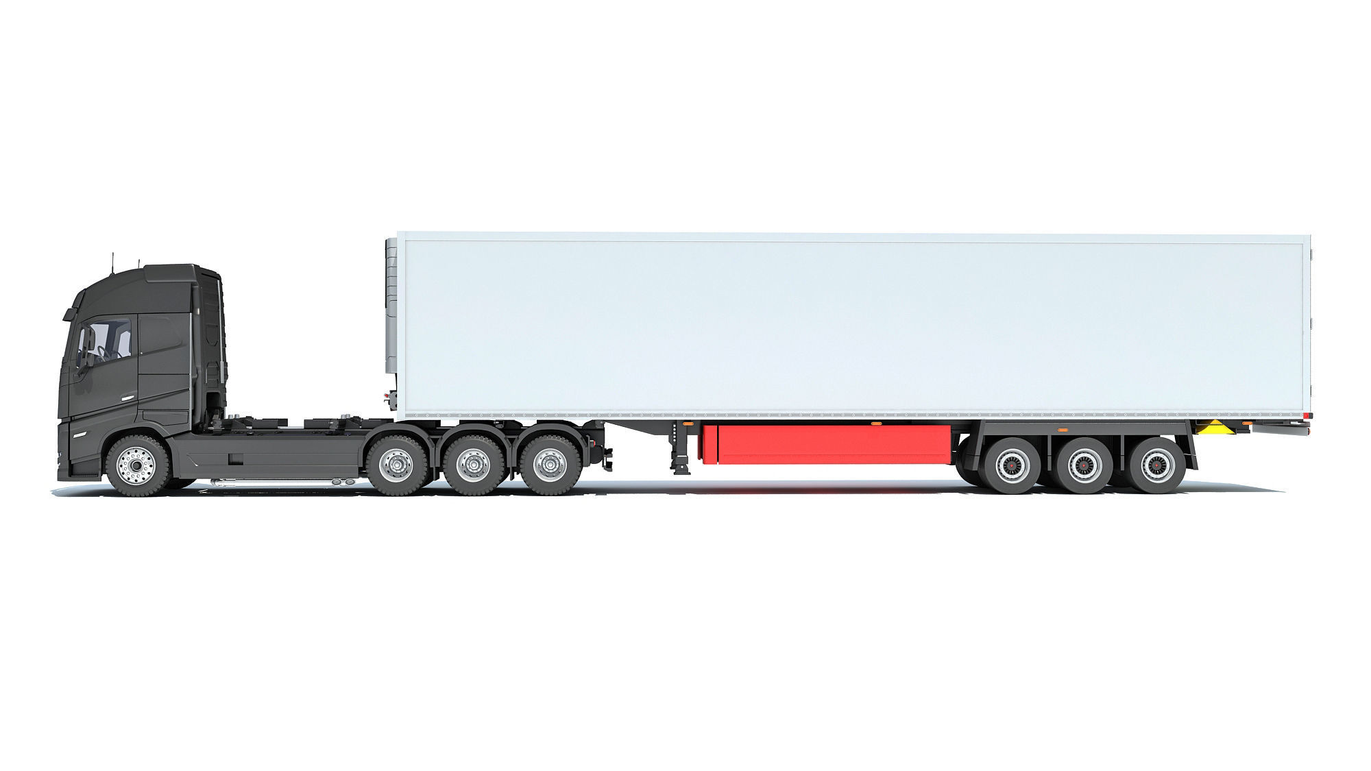 Truck with Reefer Refrigerator Trailer 3D model_1