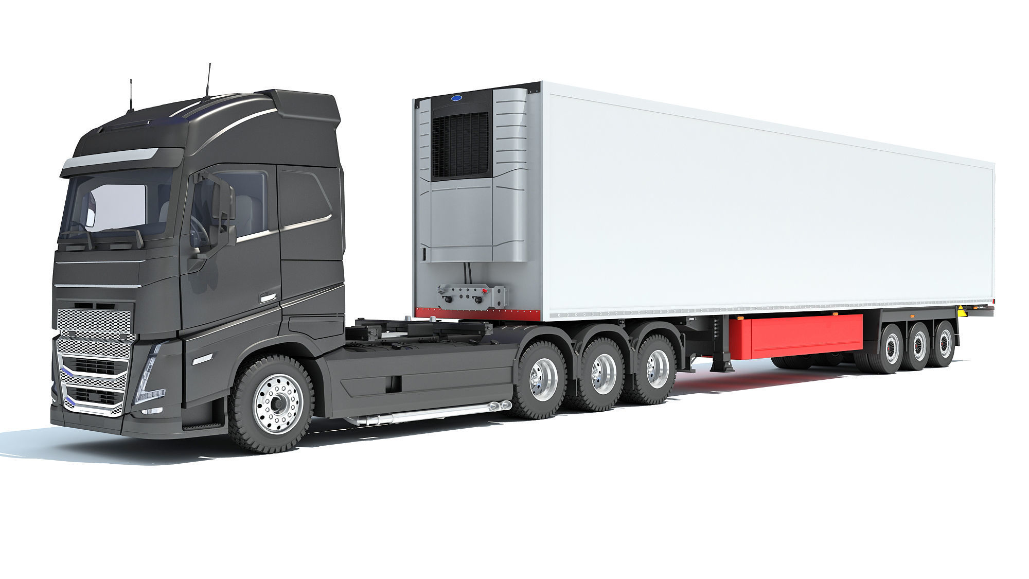 Truck with Reefer Refrigerator Trailer 3D model_8