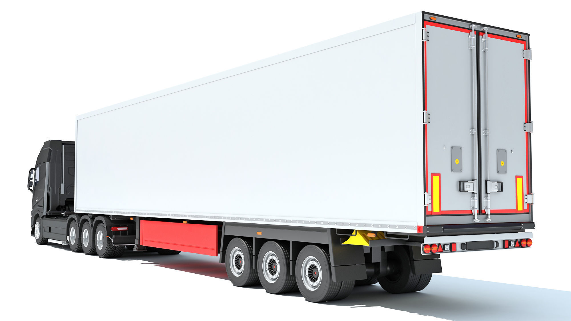 Truck with Reefer Refrigerator Trailer 3D model_3