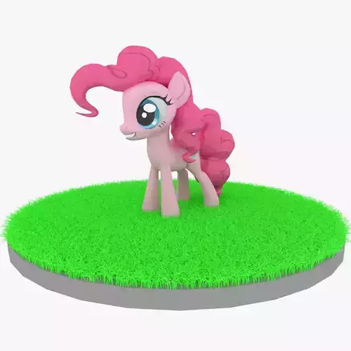 Cartoon Pink Pony Rigged