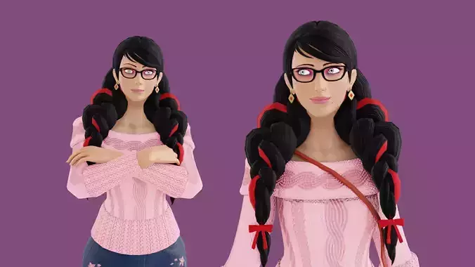 Cartoon Teen Girl Rigged