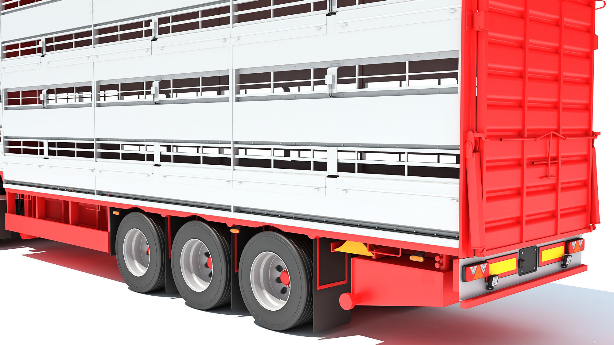 Truck with Animal Transporter Trailer 3D model_15
