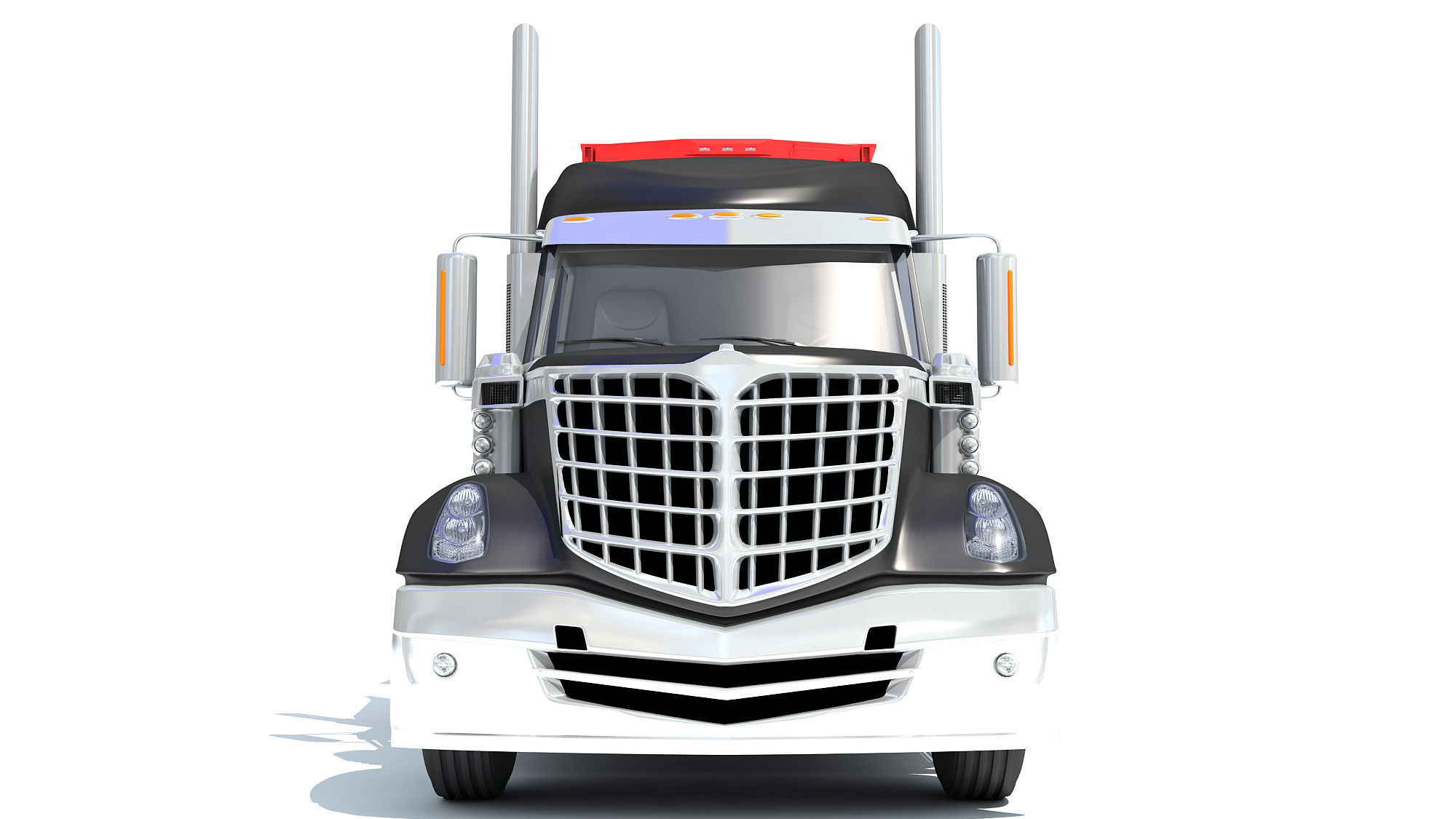 Truck with Animal Transporter Trailer 3D model_10