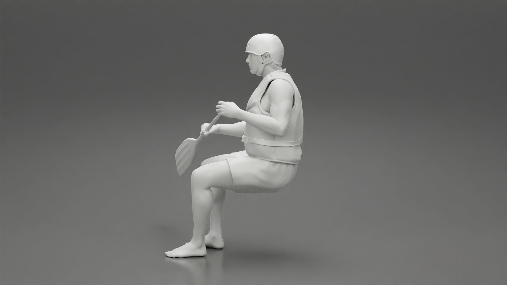Man in a raft boat paddling pose 1 3D print model_11