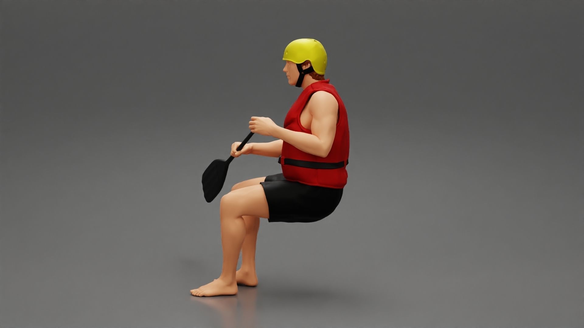 Man in a raft boat paddling pose 1 3D print model_5