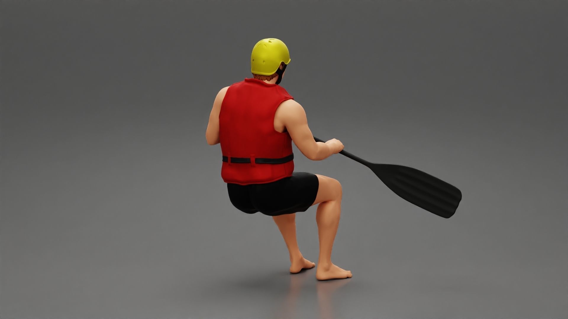 Man in a raft boat paddling pose 1 3D print model_3