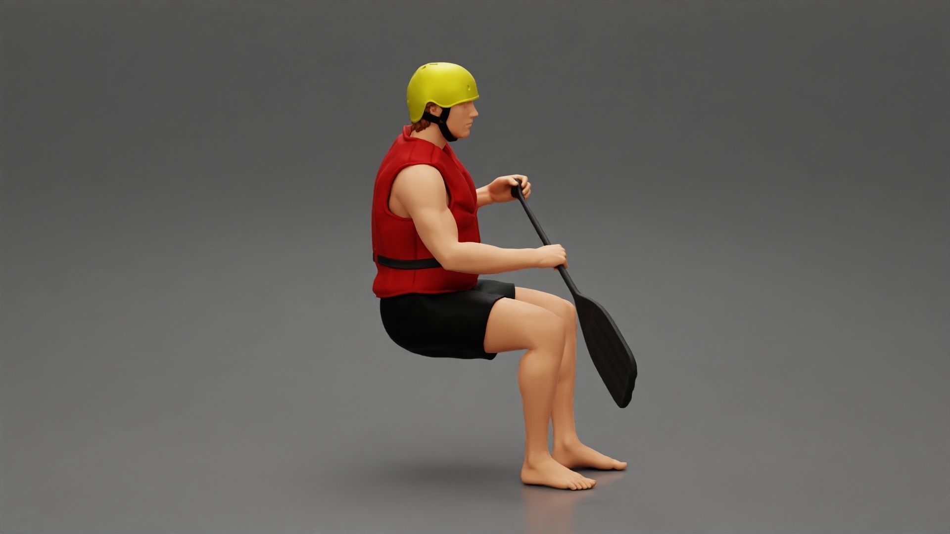 Man in a raft boat paddling pose 1 3D print model_2