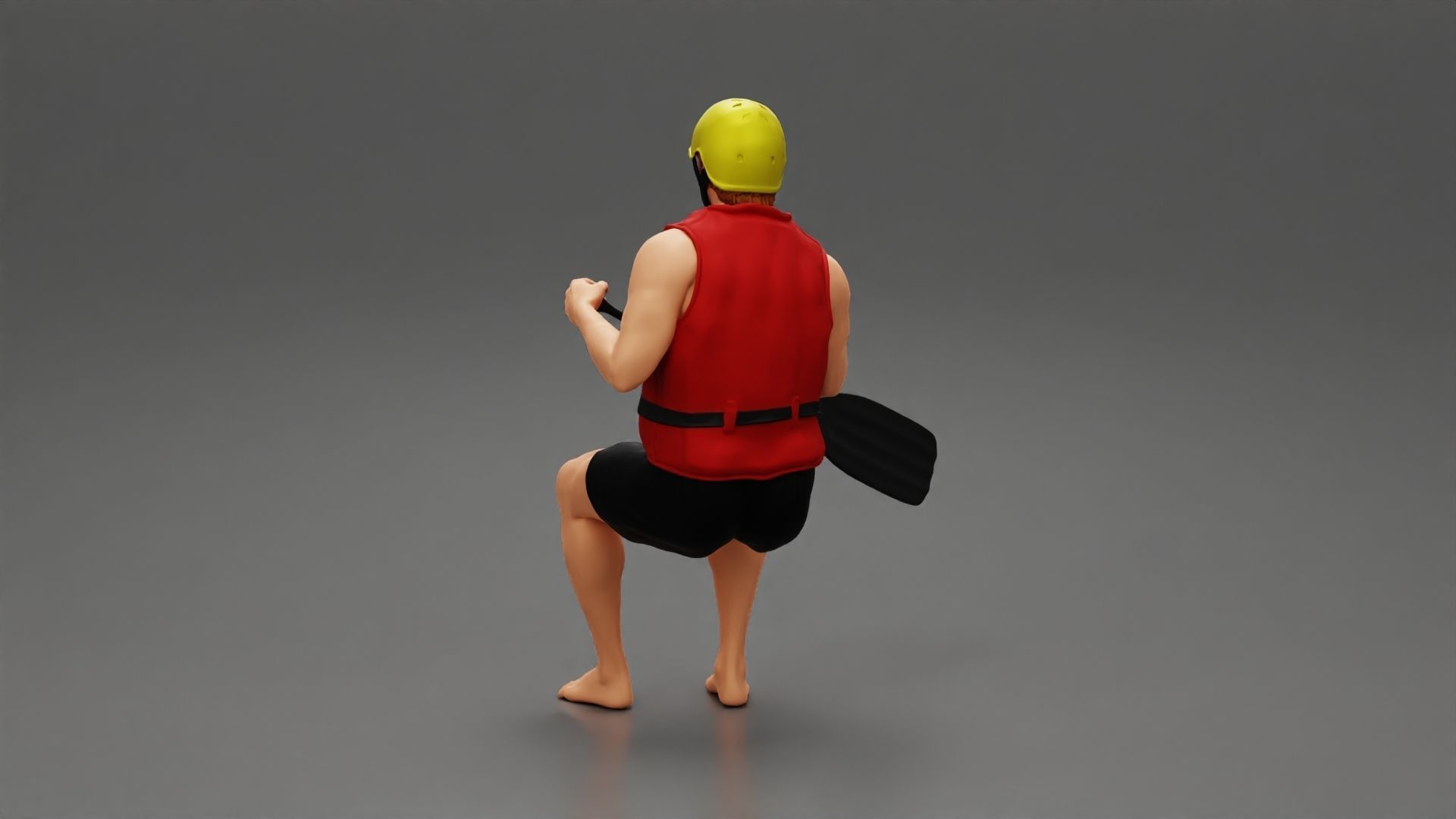 Man in a raft boat paddling pose 1 3D print model_4