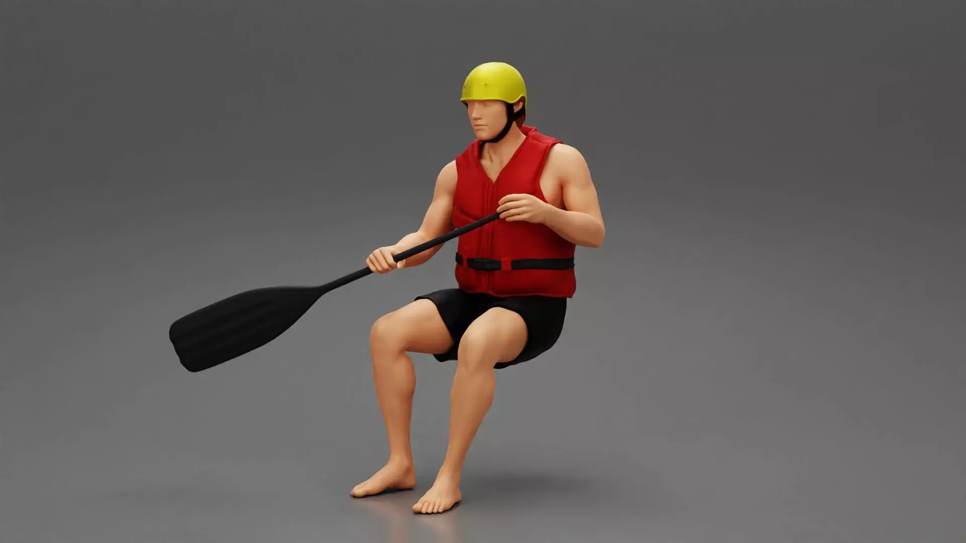 Man in a raft boat paddling pose 1 3D print model_0