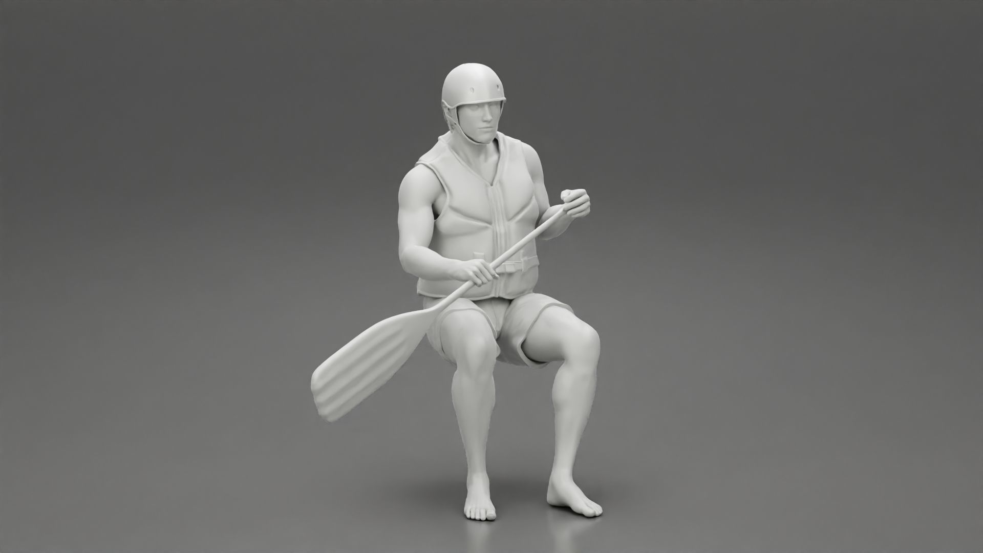 Man in a raft boat paddling pose 1 3D print model_7