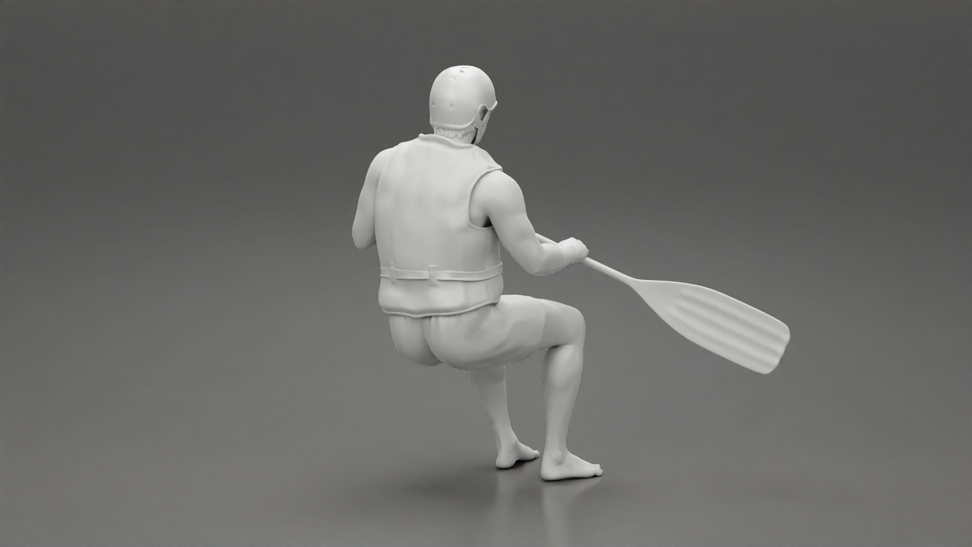 Man in a raft boat paddling pose 1 3D print model_9