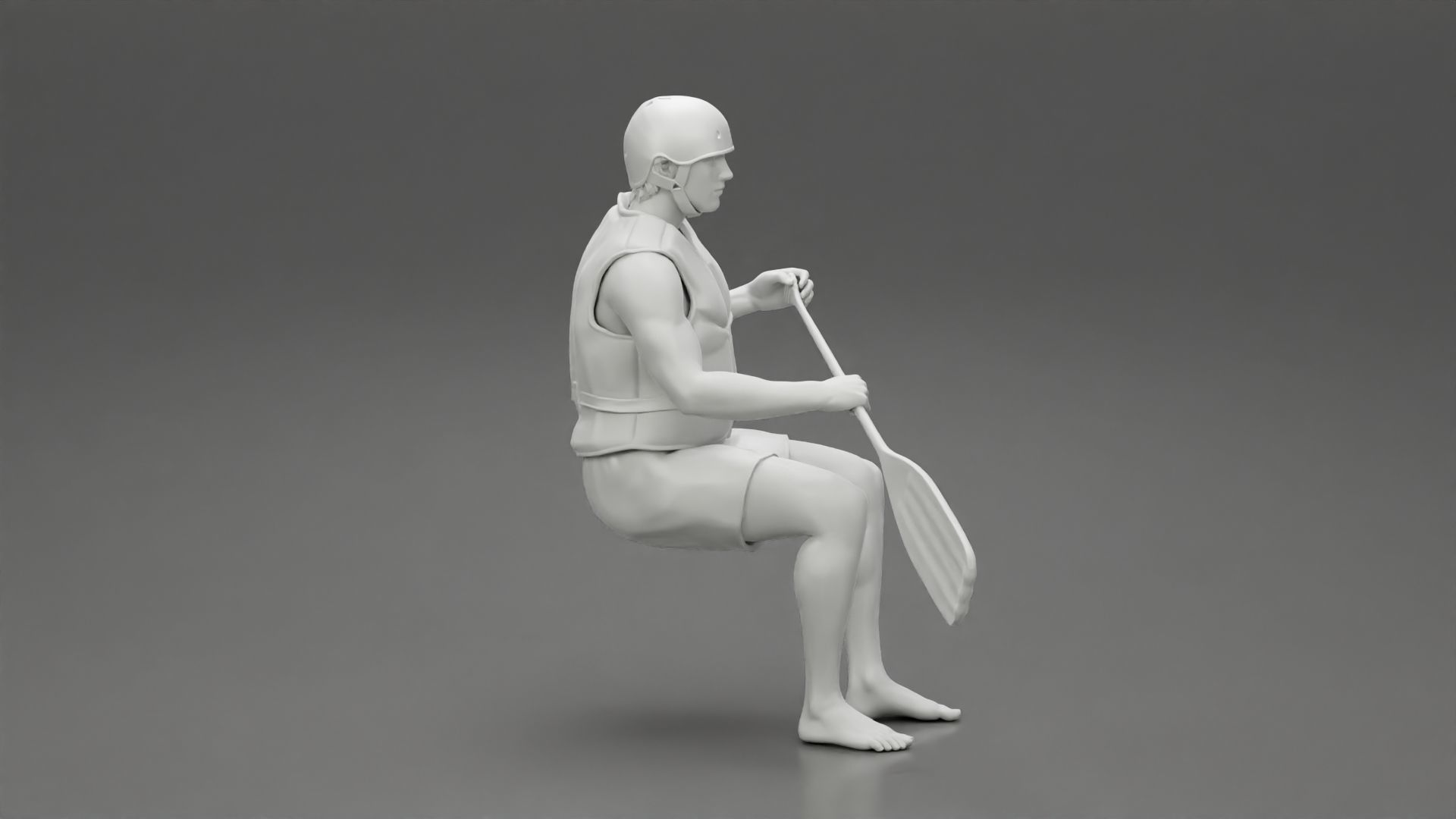 Man in a raft boat paddling pose 1 3D print model_8