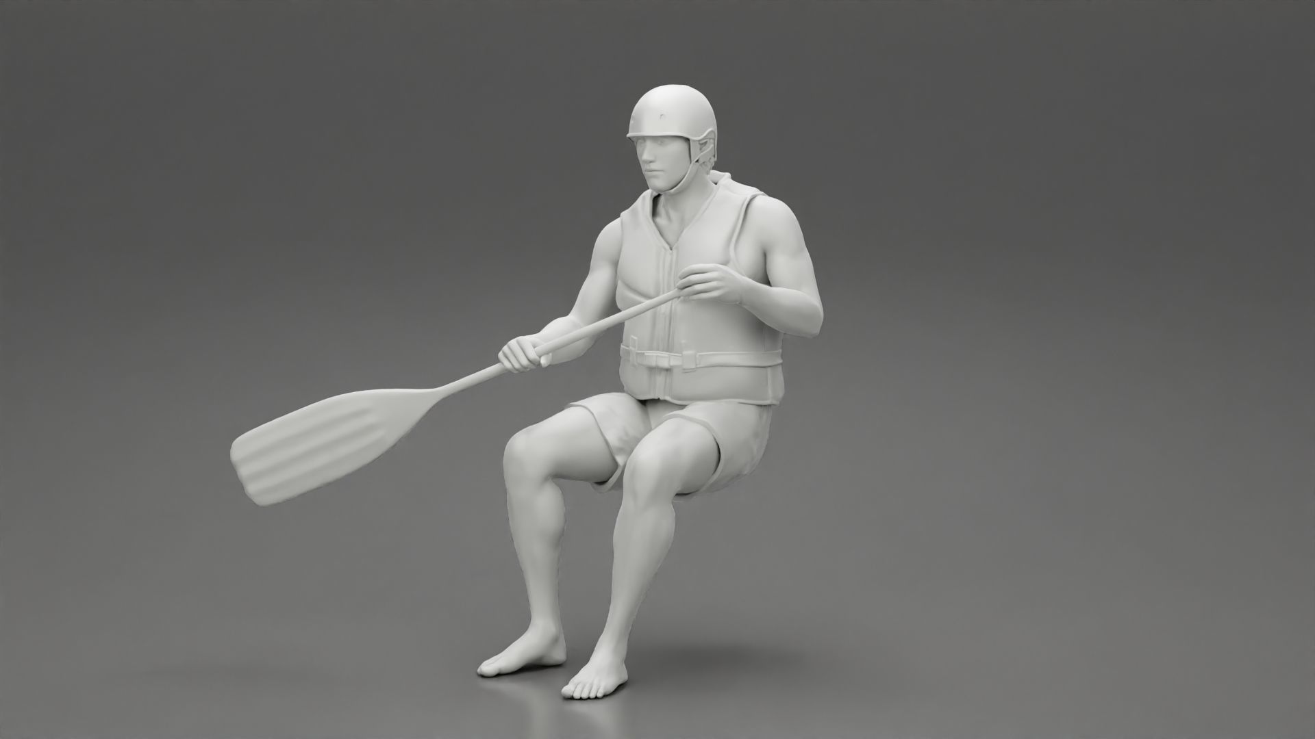 Man in a raft boat paddling pose 1 3D print model_6