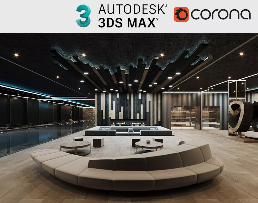 Corona - 3ds Max scene files - Residential Pool Interior 3D model_0