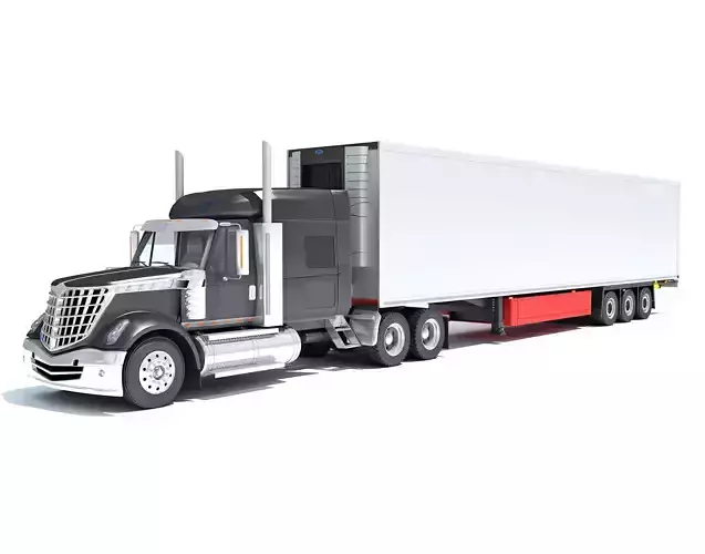 Truck with Reefer Refrigerator Trailer 3D model