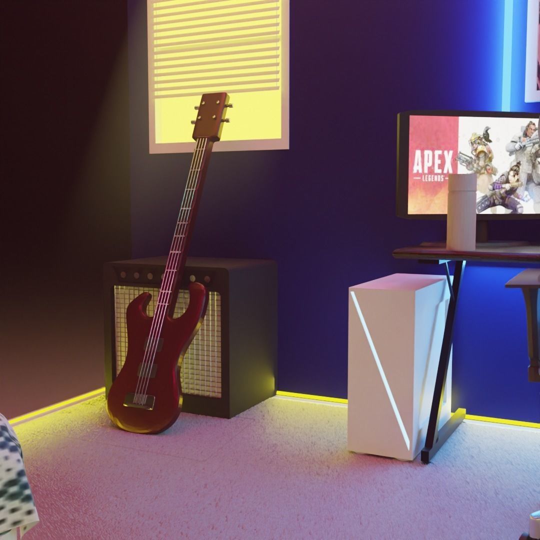 cyberpunk bedroom 3D model_1