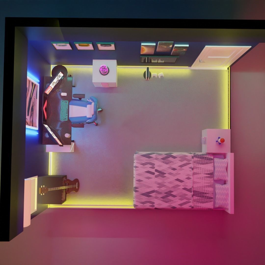 cyberpunk bedroom 3D model_5