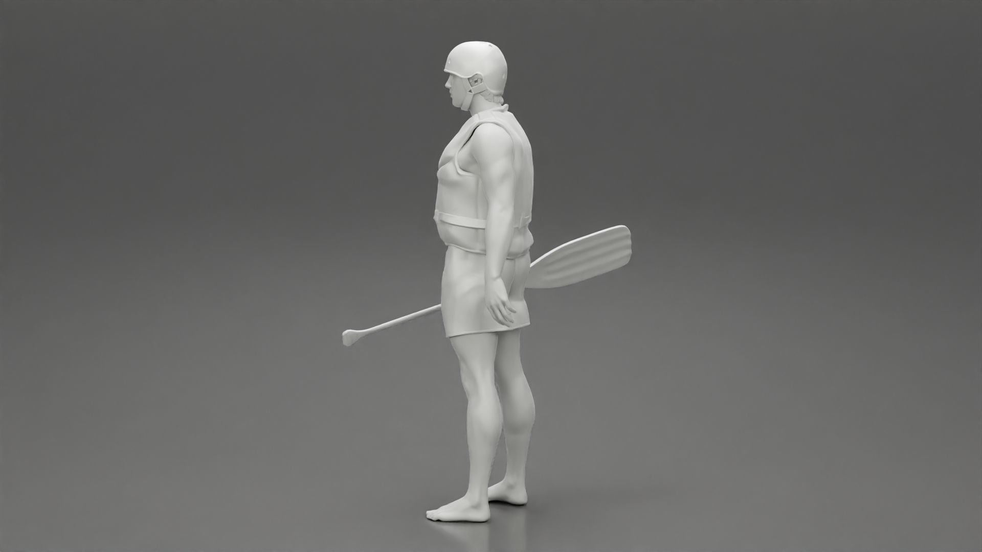 Man in rafting outfit standing and holdinga paddle pose 2 3D print model_10