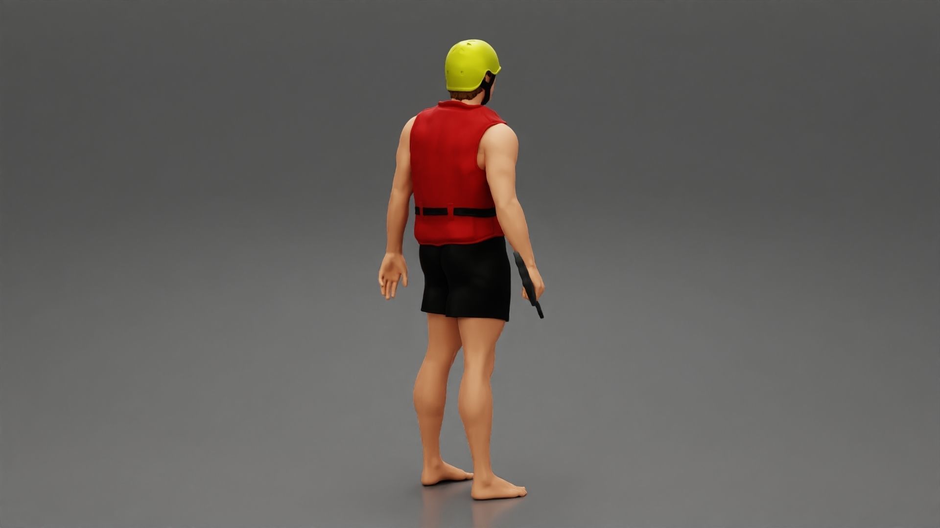 Man in rafting outfit standing and holdinga paddle pose 2 3D print model_2