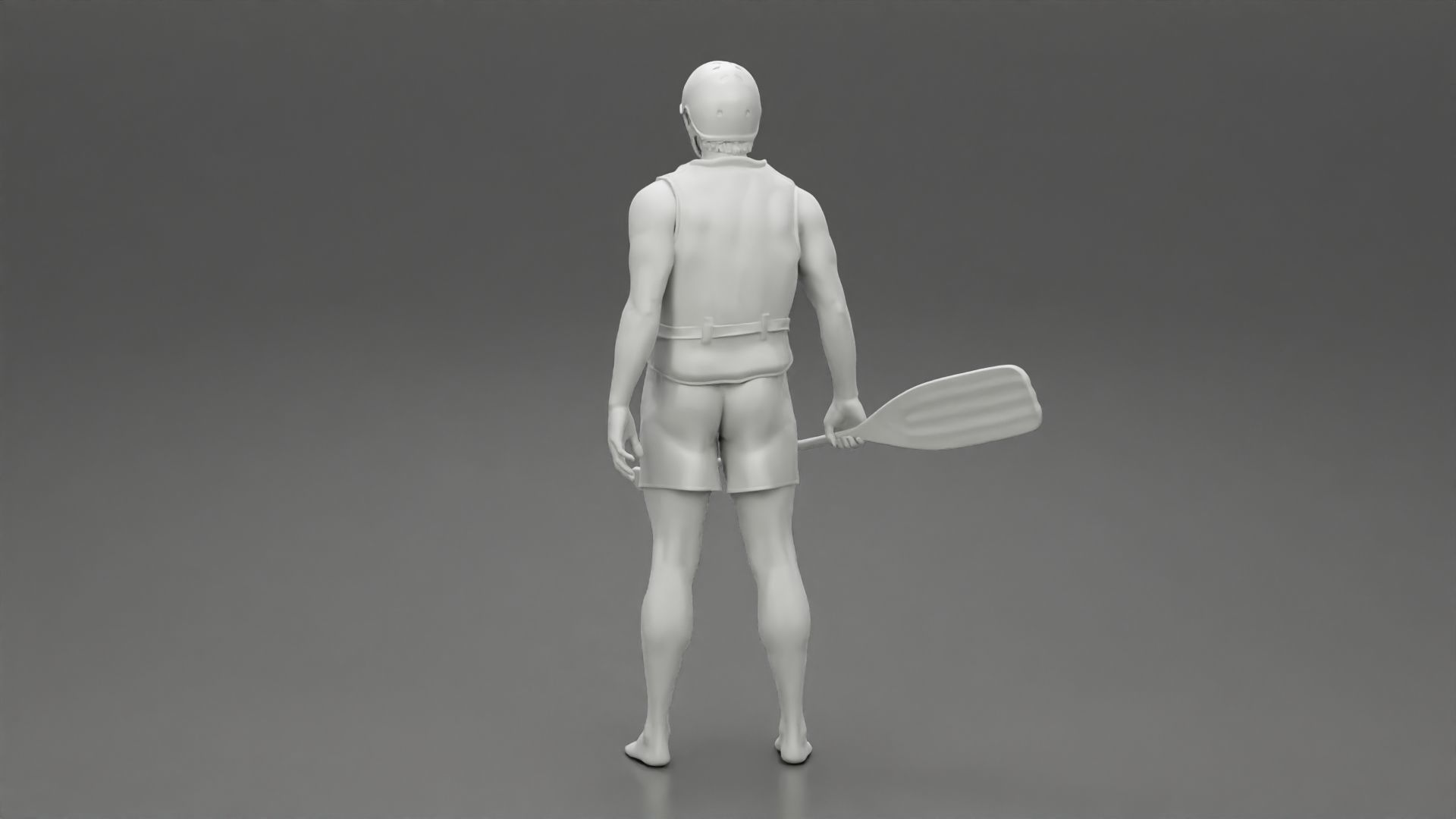 Man in rafting outfit standing and holdinga paddle pose 2 3D print model_9