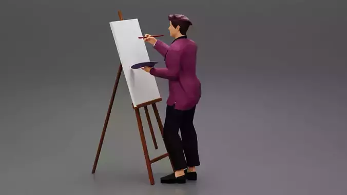 Artist painter drawing on canvas