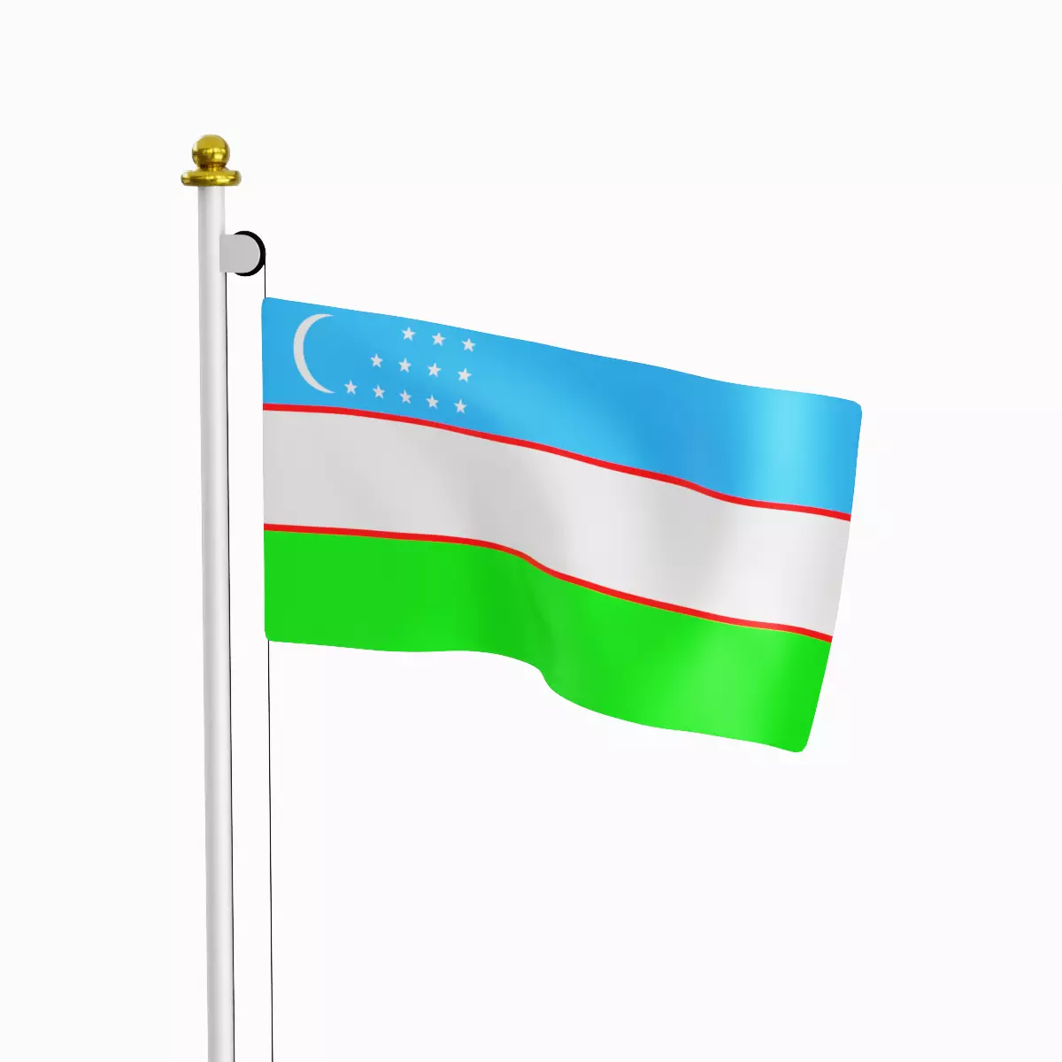 Flag of the Uzbekistan Low-poly 3D model_0