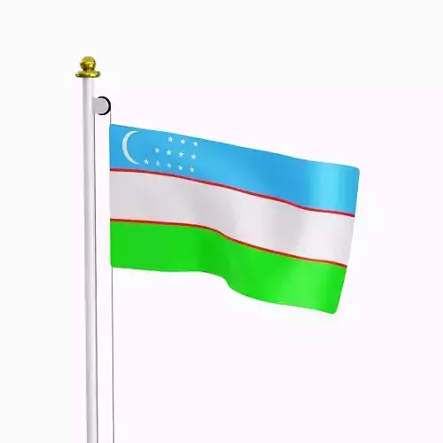 Flag of the Uzbekistan  Low-poly 3D model