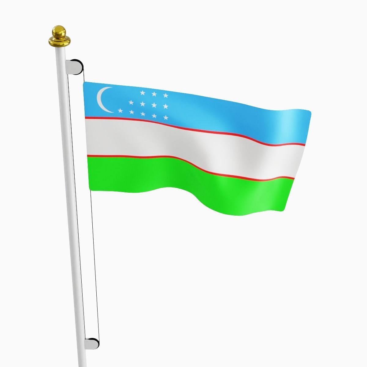 Flag of the Uzbekistan Low-poly 3D model_4