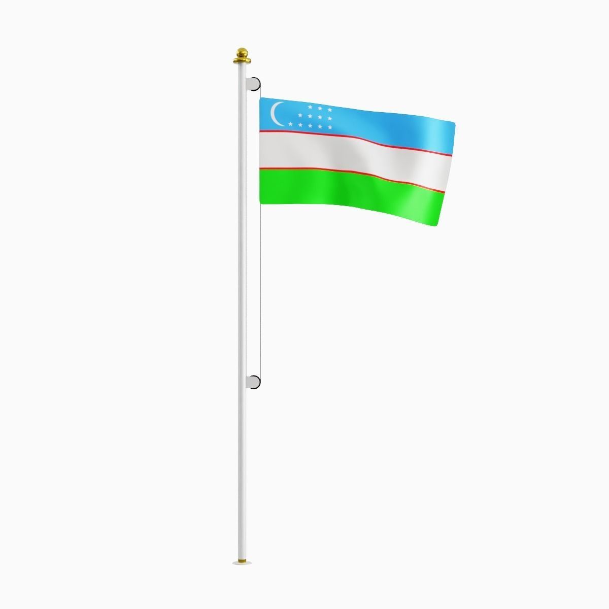 Flag of the Uzbekistan Low-poly 3D model_3