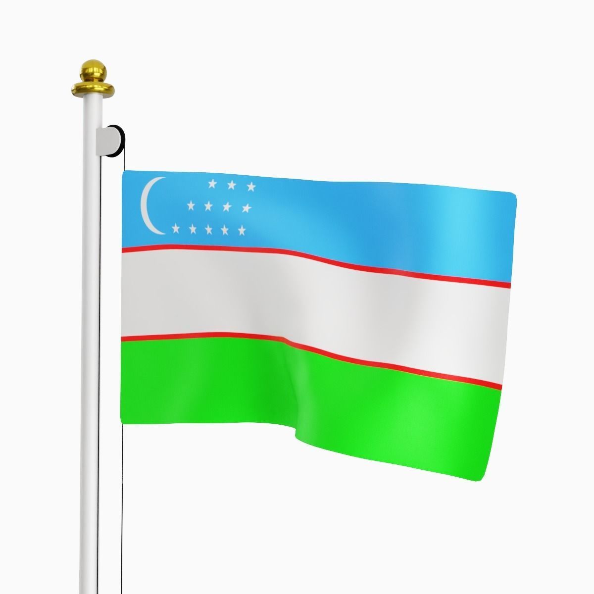 Flag of the Uzbekistan Low-poly 3D model_1