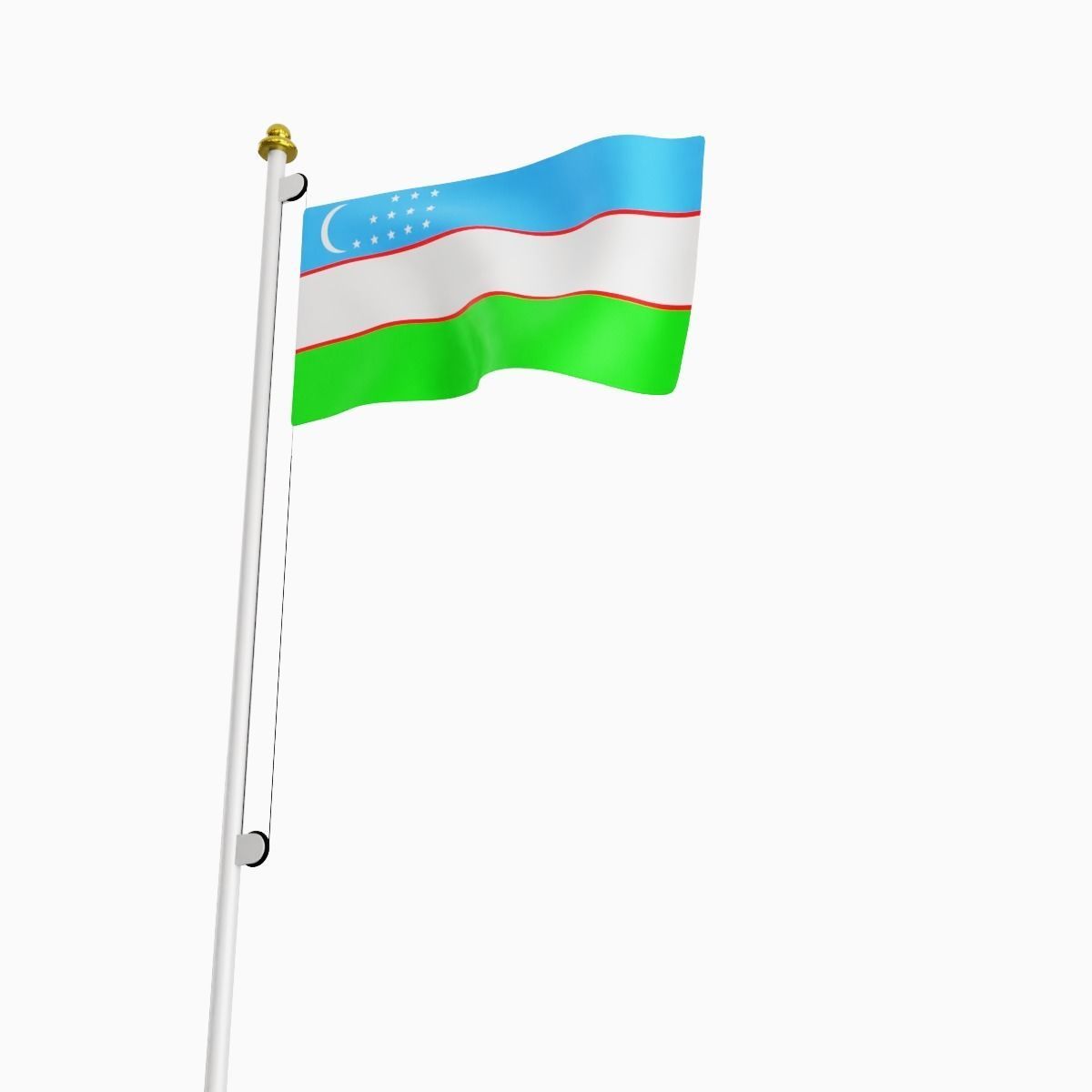 Flag of the Uzbekistan Low-poly 3D model_6
