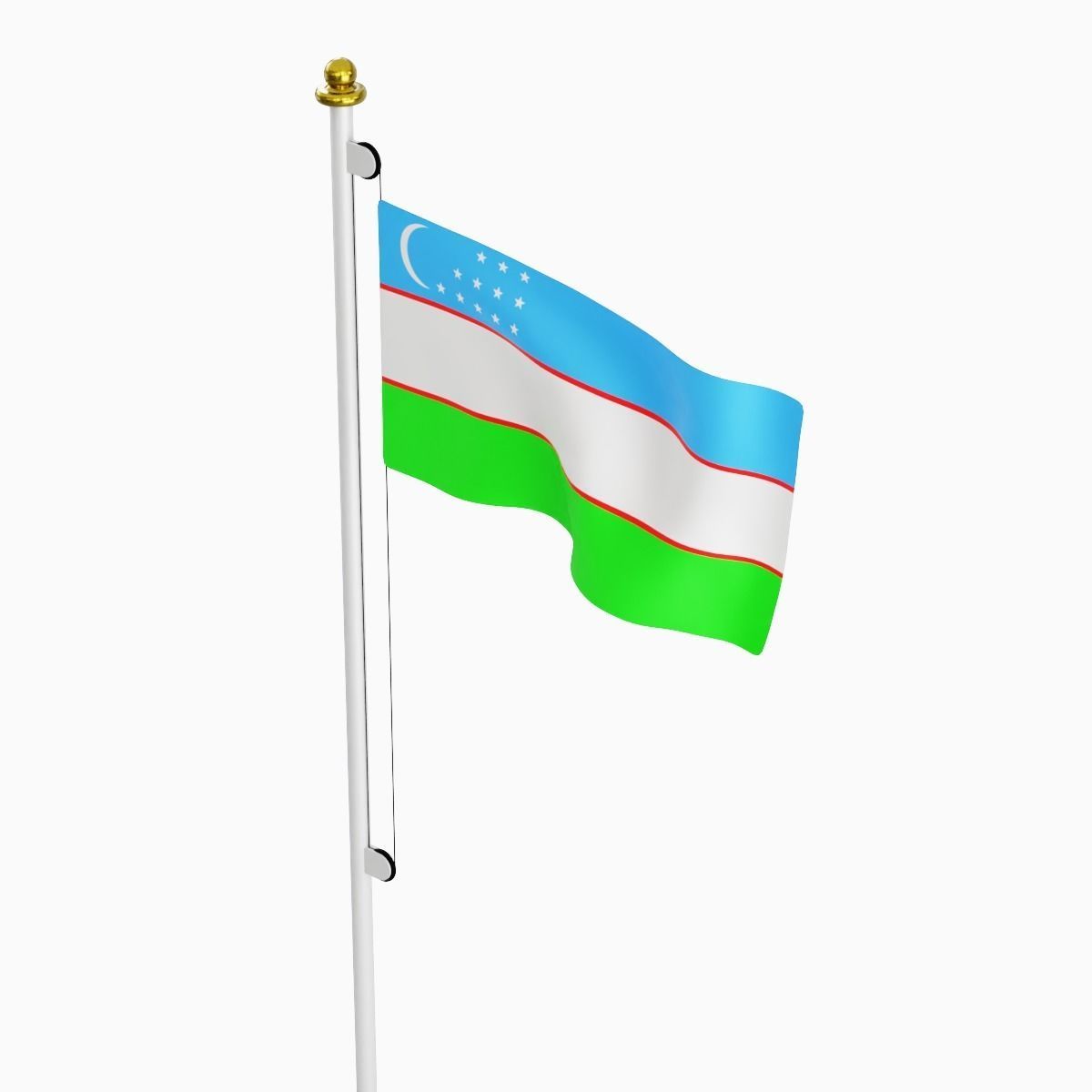 Flag of the Uzbekistan Low-poly 3D model_2