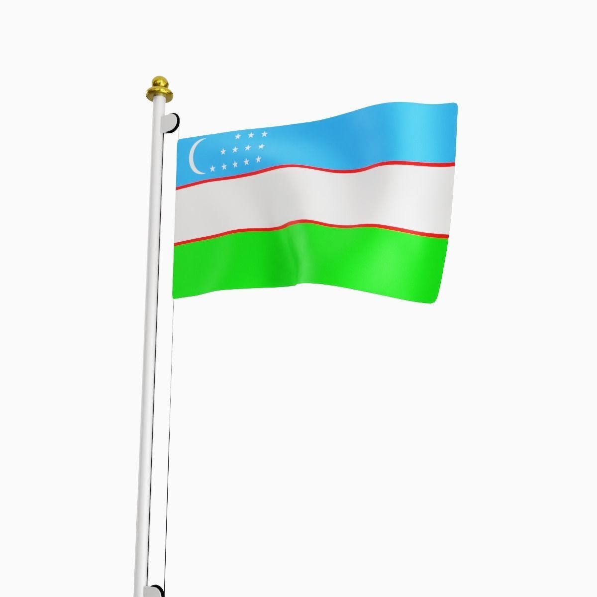 Flag of the Uzbekistan Low-poly 3D model_5