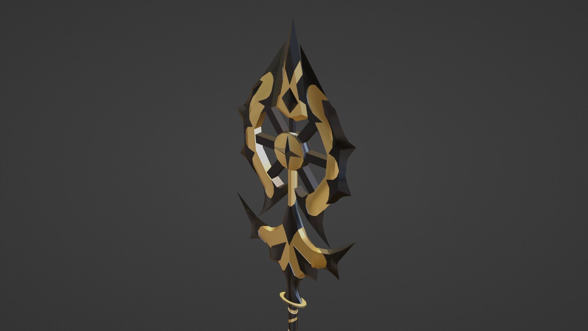 fantasy golden spear  Free low-poly 3D model_11