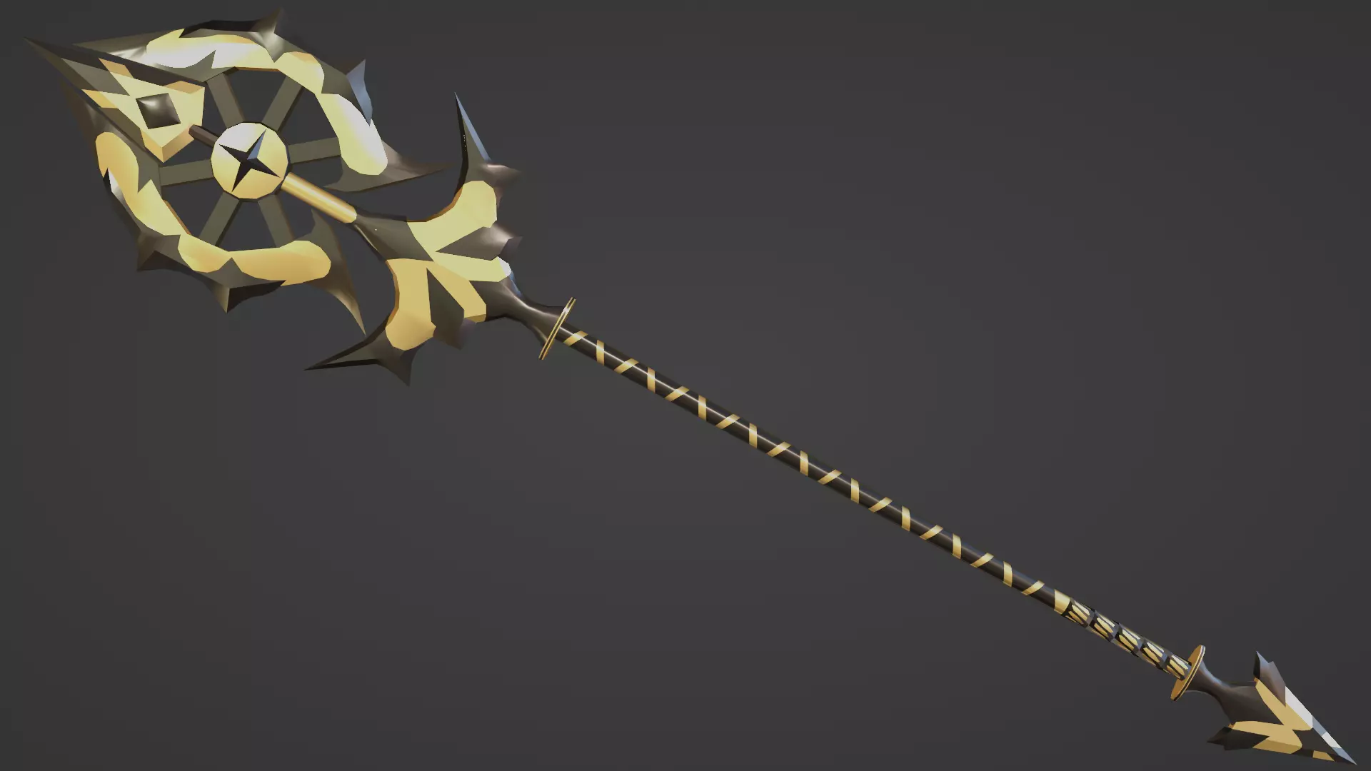 fantasy golden spear  Free low-poly 3D model_0