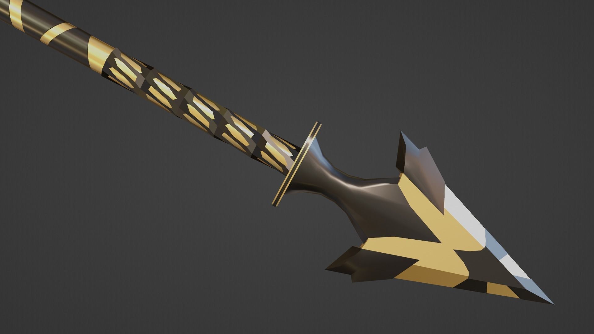 fantasy golden spear  Free low-poly 3D model_10