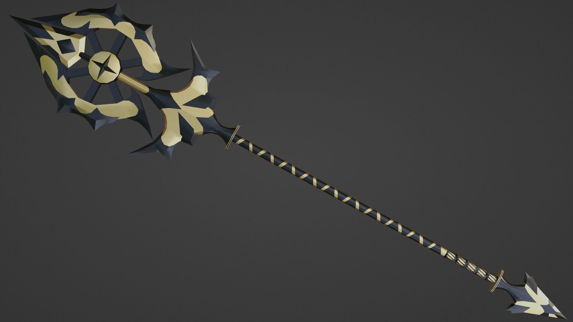 fantasy golden spear  Free low-poly 3D model_2